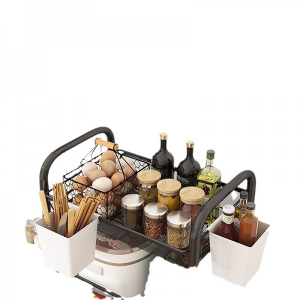 Kitchen storage rack, floor standing multi-layer movable storage rack, household storage trolley, multifunctional vegetable and fruit rack