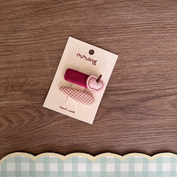 Korean version of new children's hair clip with grid pattern, fruit edge clip, girls' BB clip, hair clip edge clip, bangs clip, color blocked hair accessory