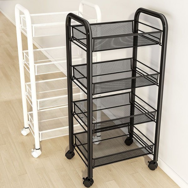 Kitchen storage rack, floor standing multi-layer movable storage rack, household storage trolley, multifunctional vegetable and fruit rack