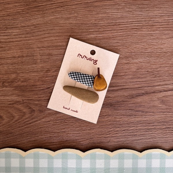 Korean version of new children's hair clip with grid pattern, fruit edge clip, girls' BB clip, hair clip edge clip, bangs clip, color blocked hair accessory