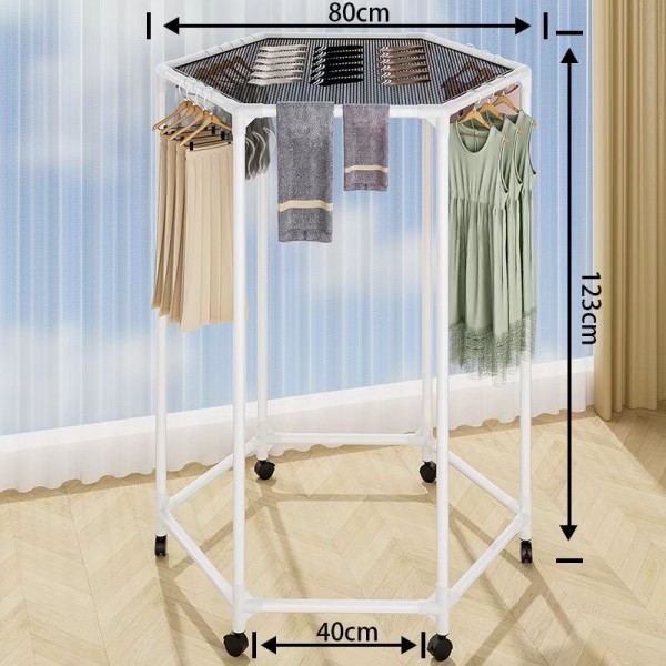 Rotating movable drying rack, balcony push-pull hanging rack, hexagonal drying rack