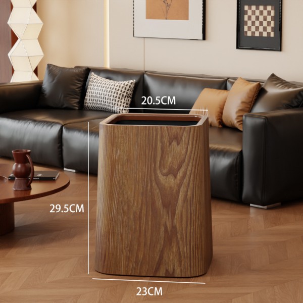 Wood grain trash can, home living room, bedroom, antique style, high-end, light luxury, paper basket, office, hotel sanitary bin