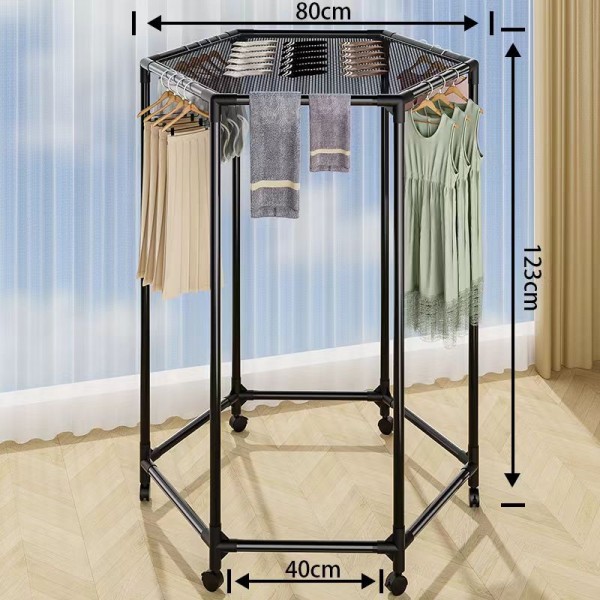 Rotating movable drying rack, balcony push-pull hanging rack, hexagonal drying rack