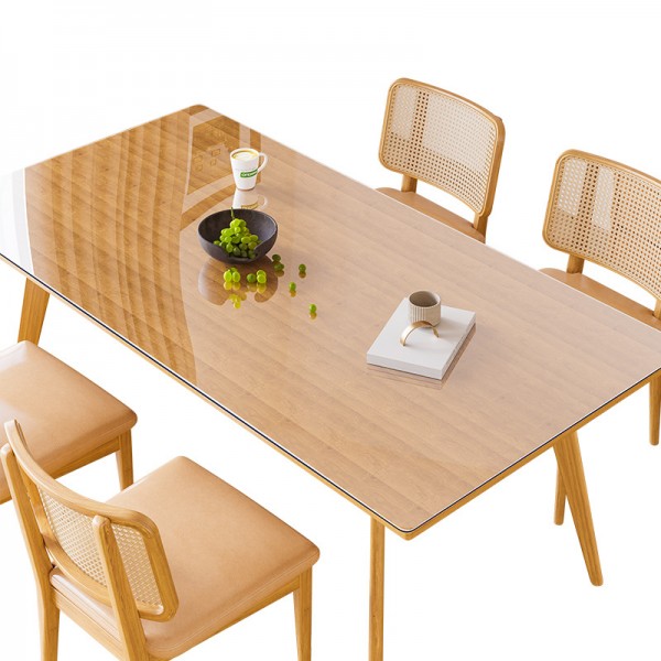 Soft glass PVC transparent tablecloth dining table mat, non washable, waterproof, oil resistant, heat-resistant plastic crystal board, coffee table tabletop mat