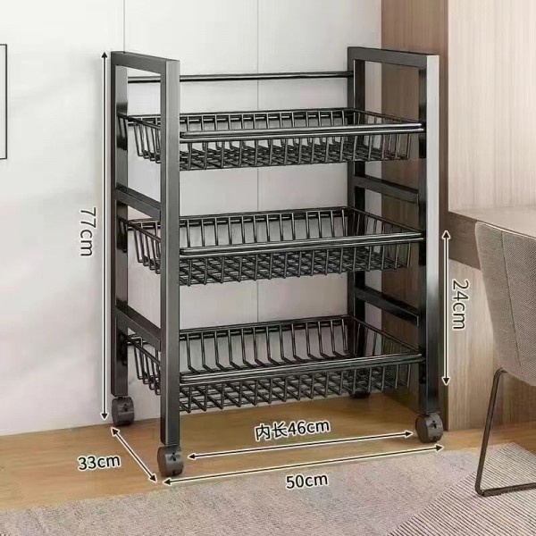 Kitchen storage rack Dormitory thickened household fruit and vegetable basket storage rack Multi functional mesh basket storage rack