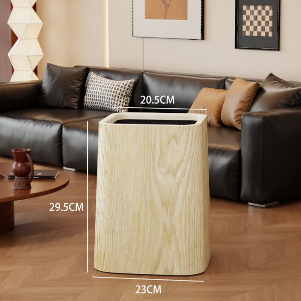 Wood grain trash can, home living room, bedroom, antique style, high-end, light luxury, paper basket, office, hotel sanitary bin