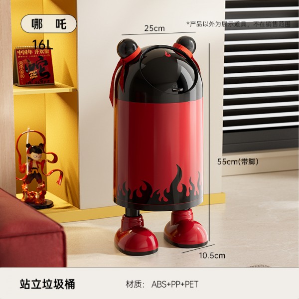 No bending, high foot trash can, kitchen, home, high-end, living room, light luxury, large capacity, movable with lid trash can