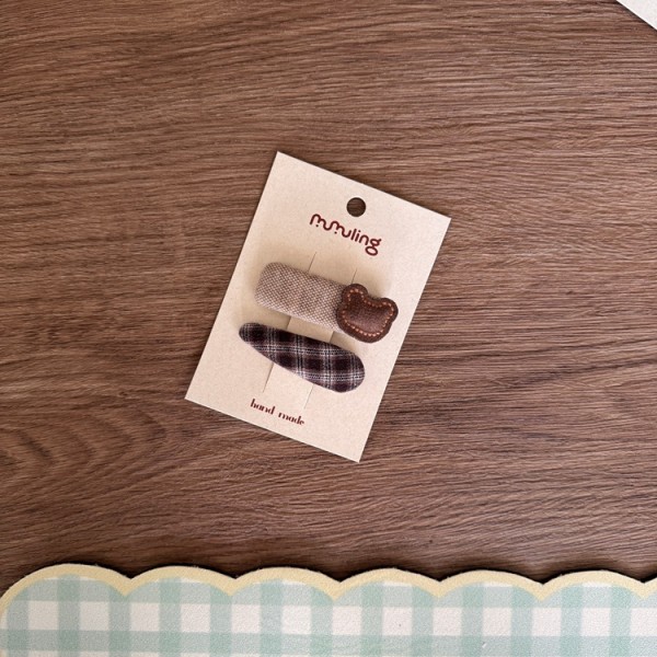 Korean version of new children's hair clip with grid pattern, fruit edge clip, girls' BB clip, hair clip edge clip, bangs clip, color blocked hair accessory