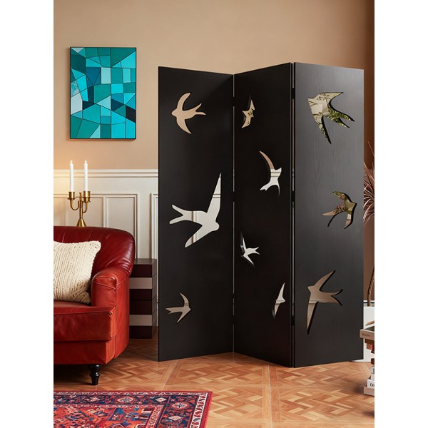 Screen partition wall, entrance facing door, living room entrance, light luxury, high-end feeling, folding and moving cover, designer style