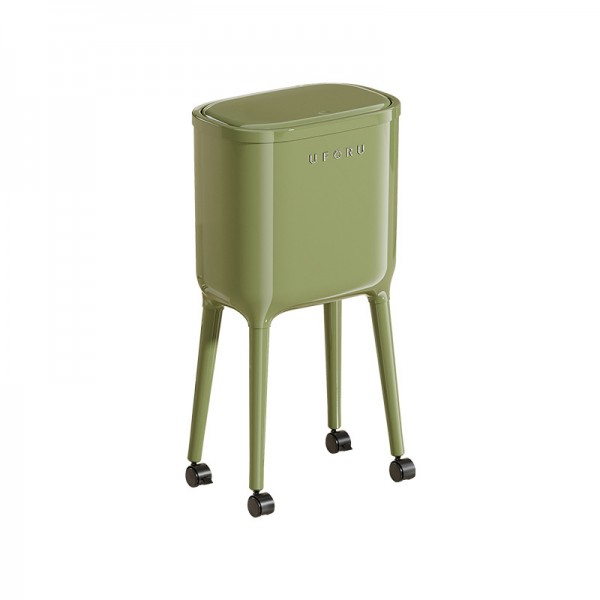 No bending, high foot trash can, kitchen, home, high-end, living room, light luxury, large capacity, movable with lid trash can