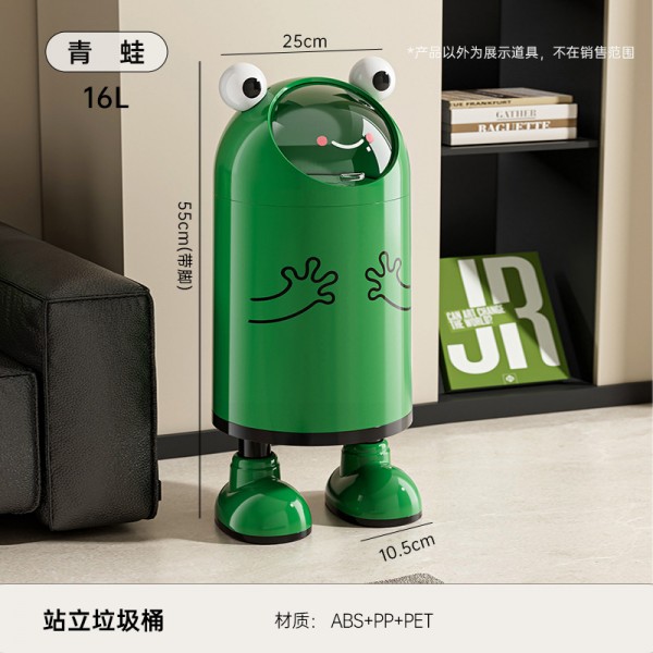 No bending, high foot trash can, kitchen, home, high-end, living room, light luxury, large capacity, movable with lid trash can