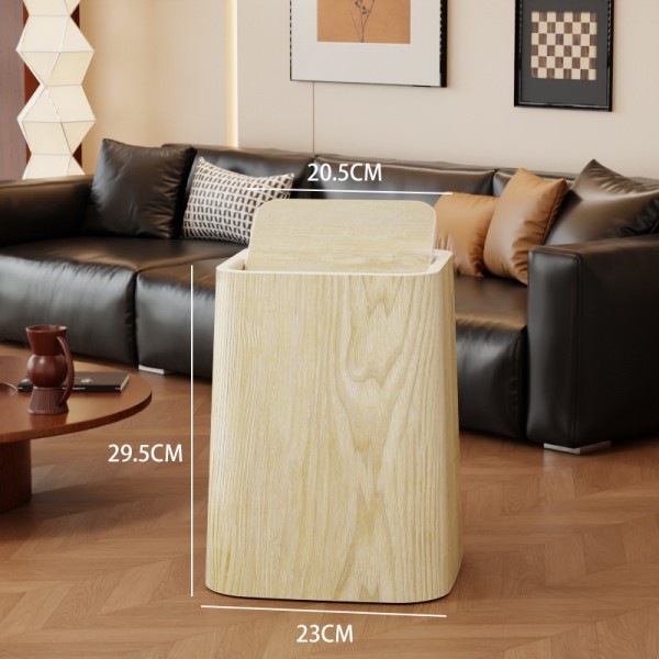 Wood grain trash can, home living room, bedroom, antique style, high-end, light luxury, paper basket, office, hotel sanitary bin