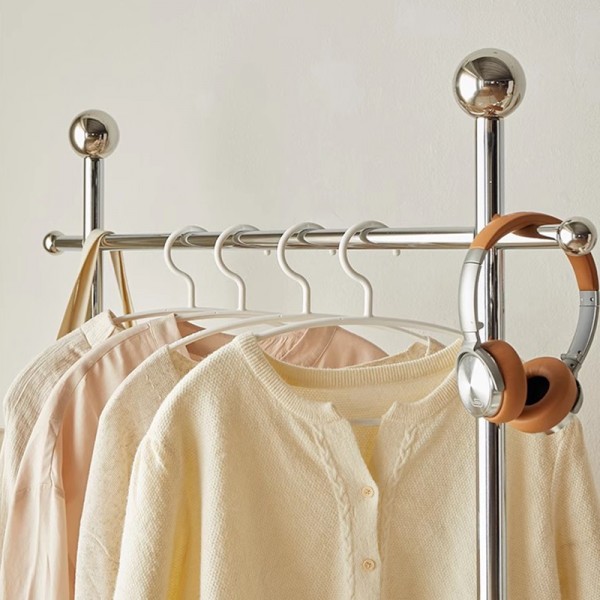 Blue Clothing Rack Designer Luxury Leather Pocket Home Movable High-end Floor Standing Clothes Rack