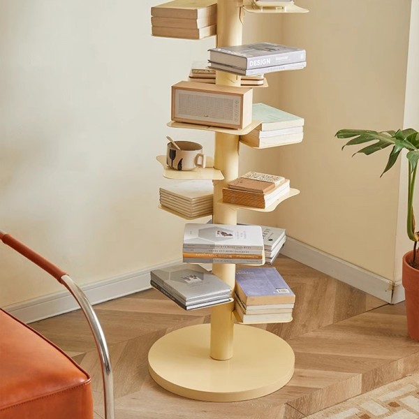 Rotating Bookshelf Internet Celebrity Multi-layer Iron Art Corner Invisible Reading High-rise Storage Rack