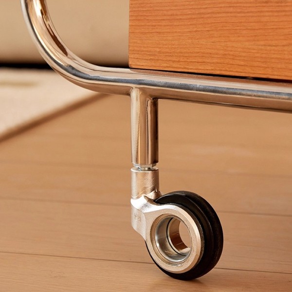 Japanese-style minimalist solid wood multi-tiered storage rack with long rainbow glass mobile side table