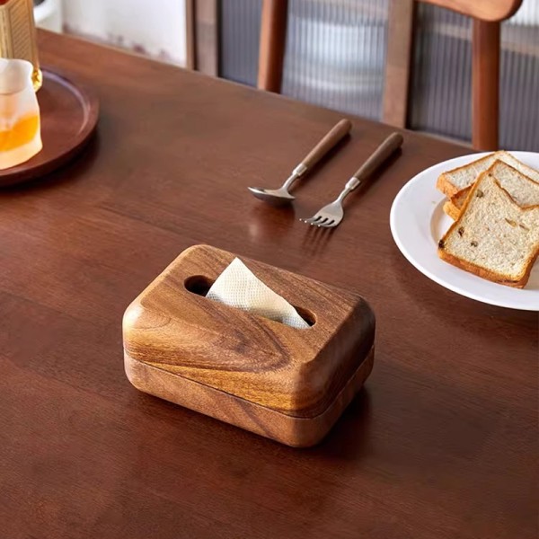 Walnut Wood Tissue Box Living Room Dining Table High-end Light Luxury Solid Wood Creative Small TV Storage