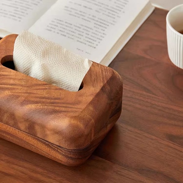 Walnut Wood Tissue Box Living Room Dining Table High-end Light Luxury Solid Wood Creative Small TV Storage