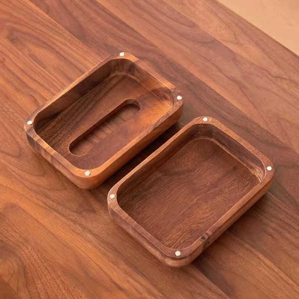 Walnut Wood Tissue Box Living Room Dining Table High-end Light Luxury Solid Wood Creative Small TV Storage
