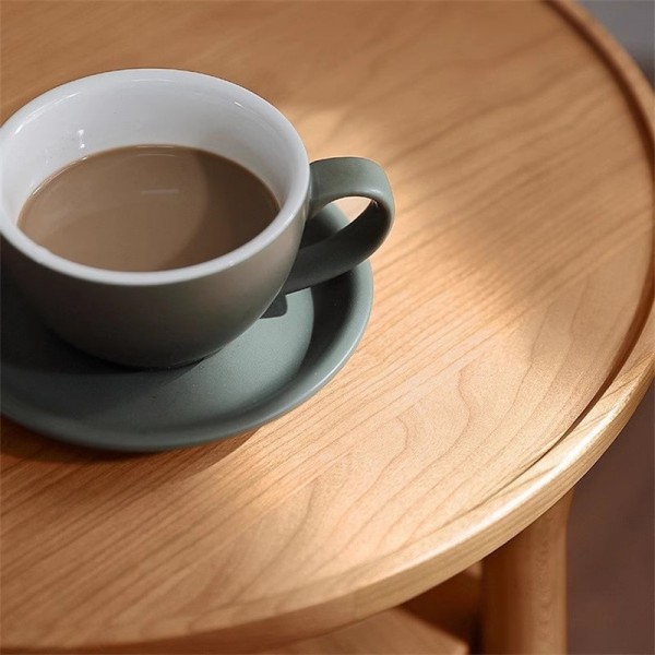 Solid wood living room coffee table, small table, Nordic cherry wood side table, sofa, round creative table