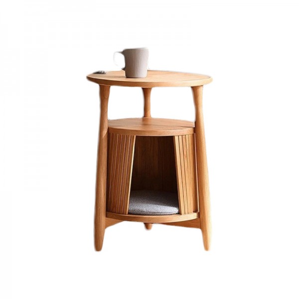 Solid wood living room coffee table, small table, Nordic cherry wood side table, sofa, round creative table