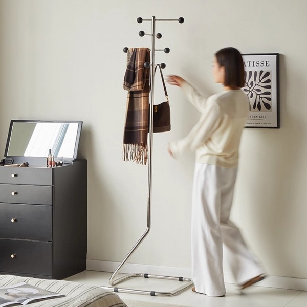 Minimalist Luxury Stainless Steel Floor-Standing Living Room Clothes Rack