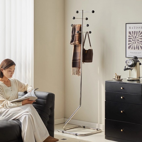 Minimalist Luxury Stainless Steel Floor-Standing Living Room Clothes Rack