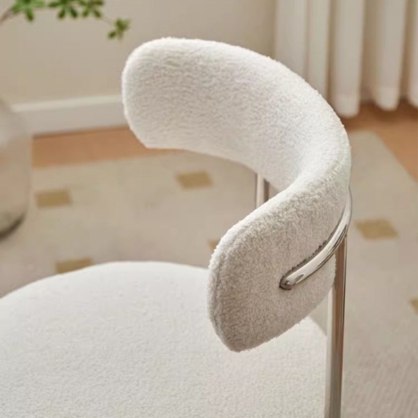 Dining chair, luxury backrest chair, modern minimalist lambswool makeup chair, designer dressing stool