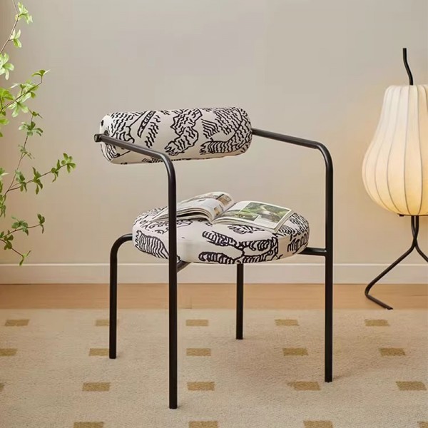 Nordic Luxury Single Chair Minimalist High-end Tiger Mountain Pattern Balcony Chair Retro Style Leisure Area