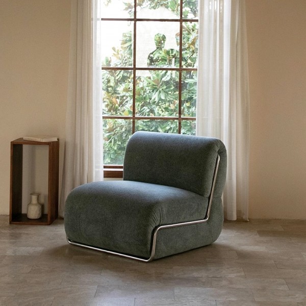 Modular single sofa, stainless steel leisure chair, fabric lazy sofa