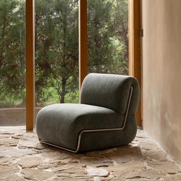 Modular single sofa, stainless steel leisure chair, fabric lazy sofa