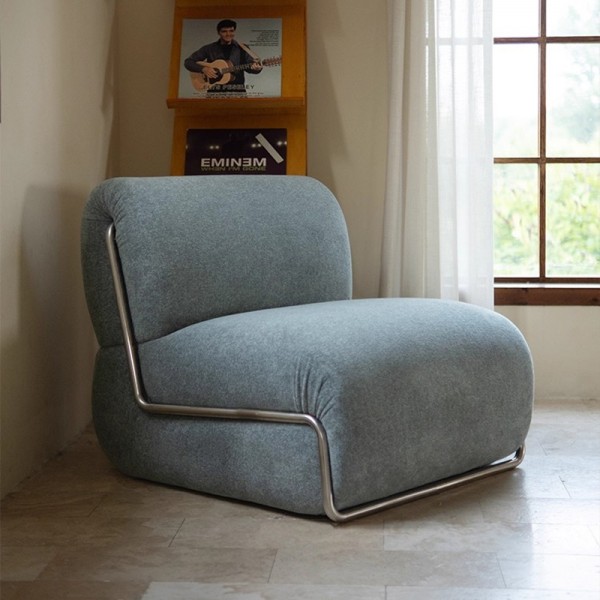 Modular single sofa, stainless steel leisure chair, fabric lazy sofa