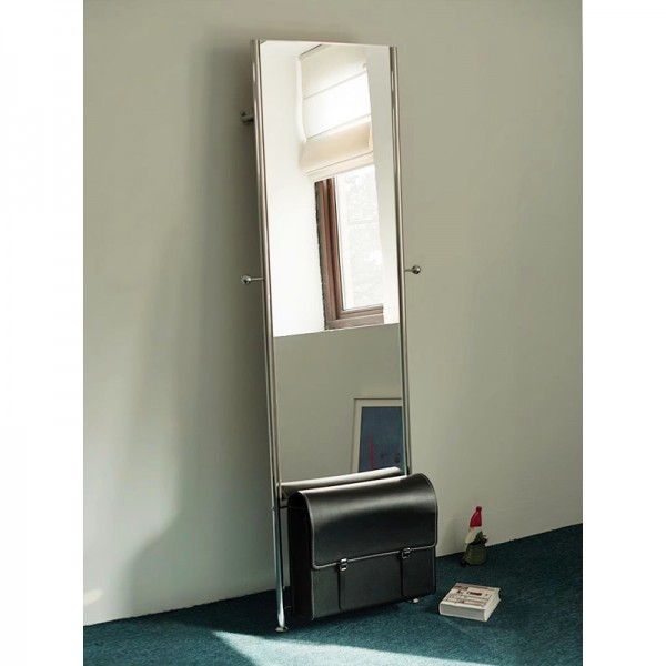 Wall-mounted mirror, Instagram-style full-length mirror, stainless steel dressing mirror, bedroom storage floor mirror