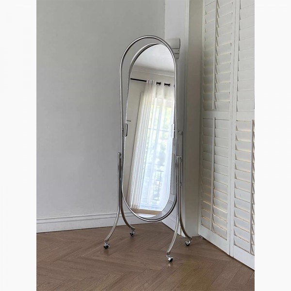 Full-length floor-standing mirror, home dressing mirror, stainless steel dressing mirror, walk-in closet mirror, movable mirror