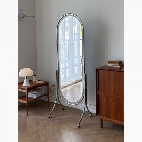 Full-length floor-standing mirror, home dressing mirror, stainless steel dressing mirror, walk-in closet mirror, movable mirror