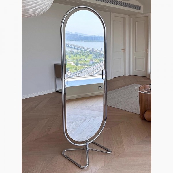Full-length rotating floor-standing mirror with a light luxury style, suitable for dressing rooms and home use