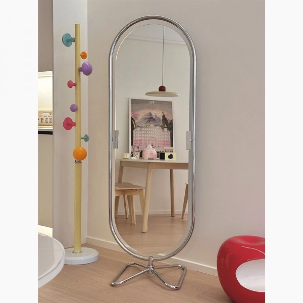 Full-length rotating floor-standing mirror with a light luxury style, suitable for dressing rooms and home use