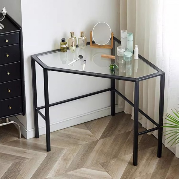 Glass triangular table, small corner table, simple home computer desk, wall corner storage rack