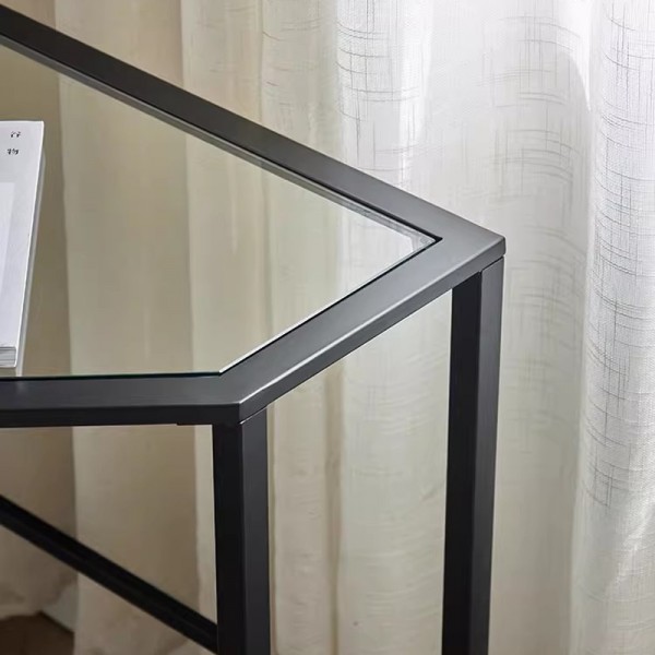 Glass triangular table, small corner table, simple home computer desk, wall corner storage rack