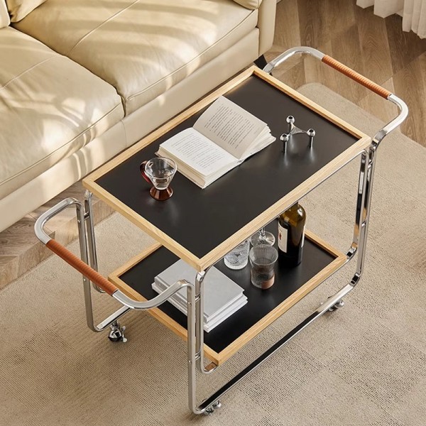 Vintage luxury mini trolley, German replica, movable side table, trendy storage rack, dining trolley