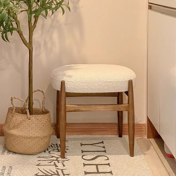 Shoe bench, home bedroom makeup bench, light luxury modern minimalist solid wood bench