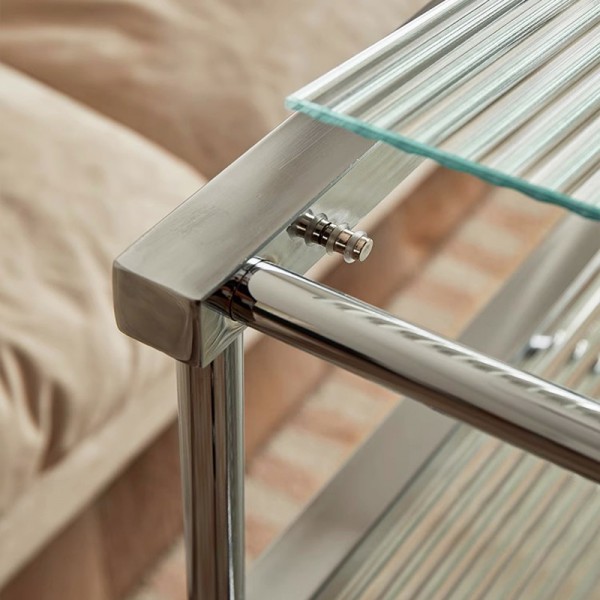 Antique mobile trolley with three layers of Changhong glass storage, light luxury living room side table