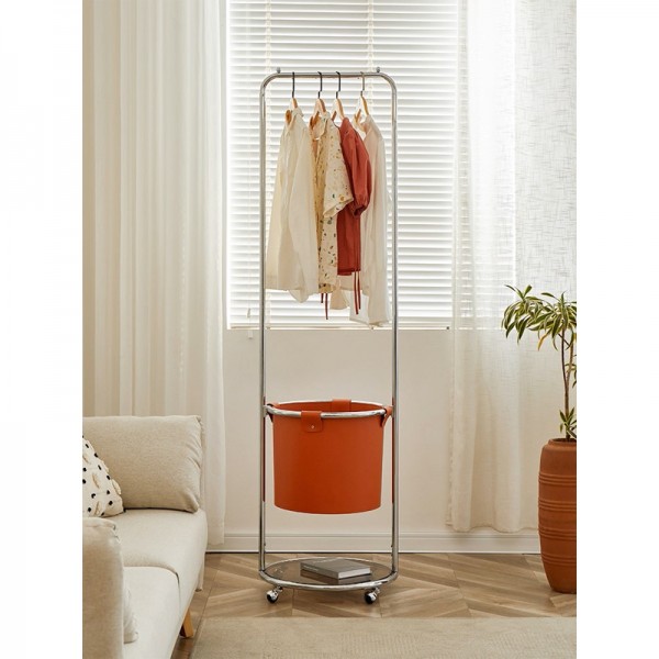 Coat rack designer, antique luxury leather pocket, home-use floor-standing movable coat rack