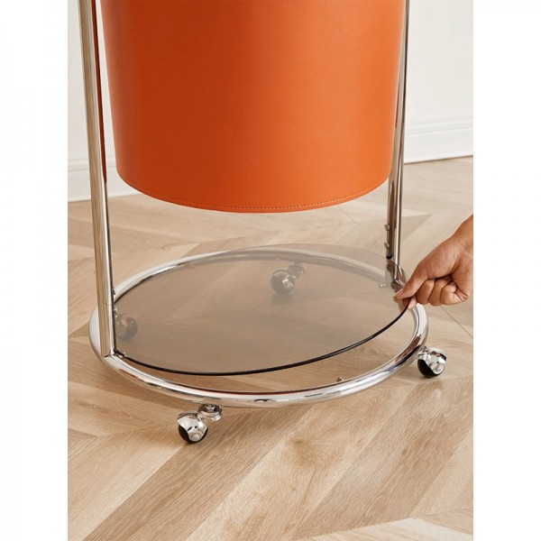 Coat rack designer, antique luxury leather pocket, home-use floor-standing movable coat rack