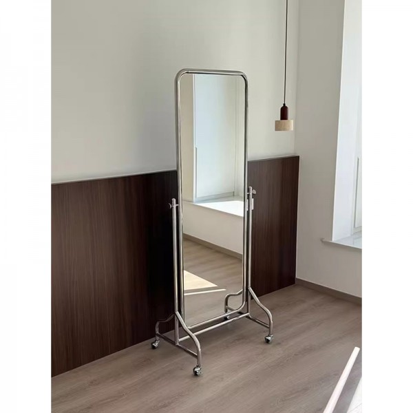 Alice Full-Length Mirror: Nordic style Instagram-Famous Stainless Steel Floor-Standing Full-Body Moving Mirror