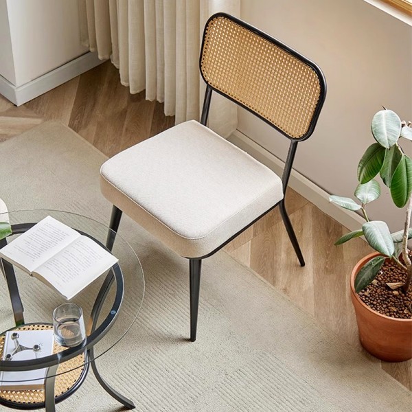 Home-use minimalist round small-sized table and chair set for afternoon tea and leisure, made of woven rattan