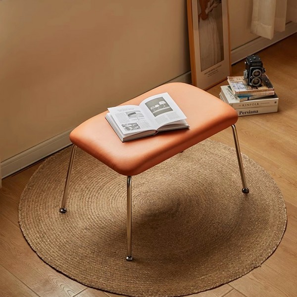 Tech-Leather Shoe-Changing Bench Stainless Steel Luxury Casual Bench for Clothing Store Fitting Rooms