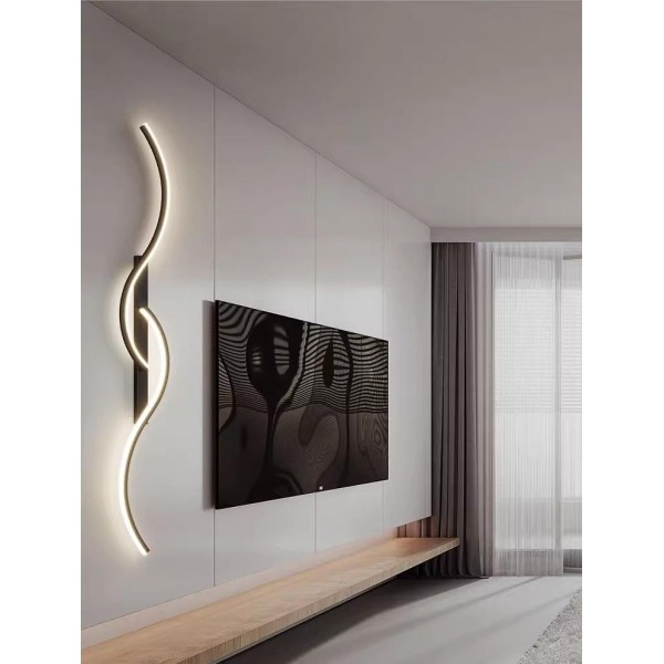 60cm 80cm 100cm Wall Light Bedroom Living Room Long Wall Lamp Bedside Grille Wall Light Modern Long Strip Decorative Lamp Modern