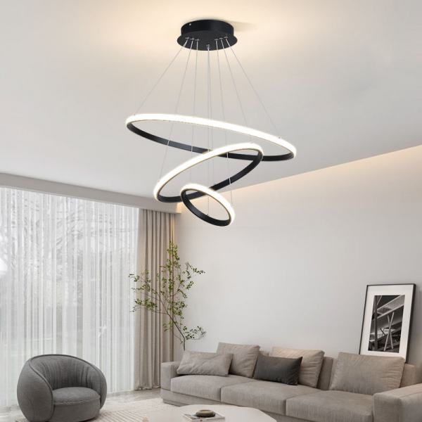 Modern Gold Luxury LED Acrylic Chandelier Home Decorative 3-Ring Hanging Pendant Light for Living Room or Hotel New Design