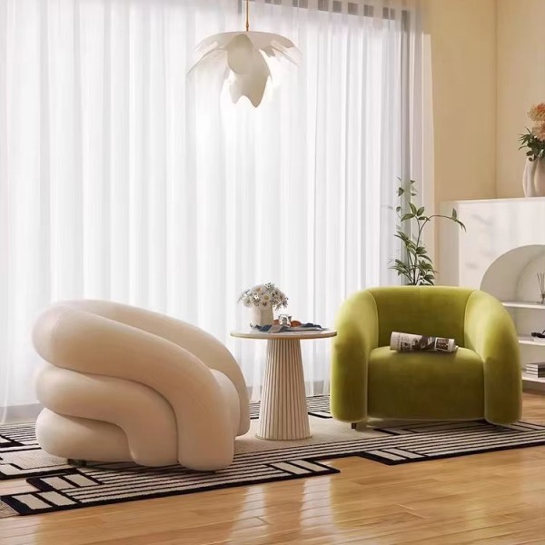 Modern High-End Tufted Reclining Sofa Chair Fabric Frame Single Lounge Chair Living Room Hotel Furniture Villas Apartments Malls