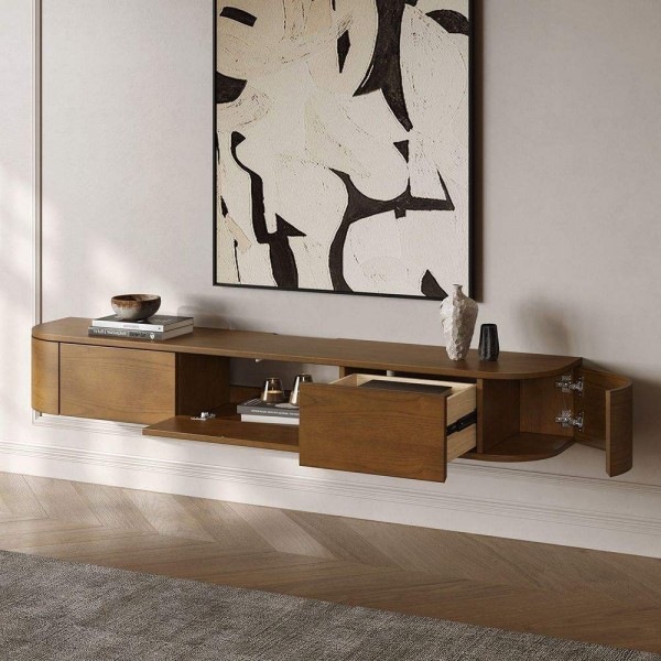Modern Luxury Floating TV Stand Wood Living Room Furniture Wall Mounted TV Cabinet with Hidden Storage